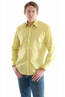 Camisa de tela a rayas amarillo de VersaceVersace talla 15 3/4
