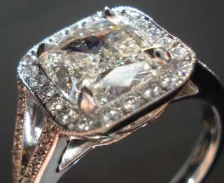 53ct K/VVS2 Cushion Diamond Platinum Halo Ring GIA  