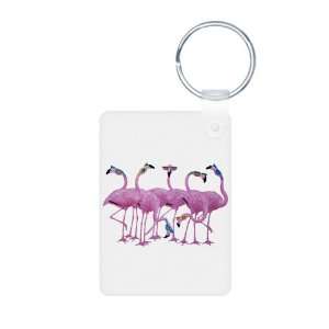   Photo Keychain Cool Flamingos with Sunglasses 