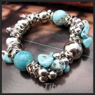 24PCS Wholesale Mixed Coloured Glaze Turquoise Stretch Bracelet Bangle 
