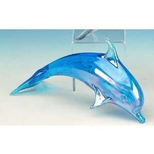  Bubble Blue Crystal Glass Dolphin Figurine Statue 