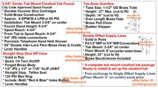 Tub Mount ClawFoot Faucet,Supply Line,Drain,Valve  