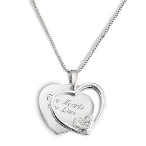  Personalized Sterling Silver Crystal Heart In Heart Necklace 