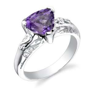  1.50 carats Trillion Cut Amethyst Ring in Sterling Silver 