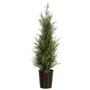  4 Potted Cypress Artificial Tree   Unlit