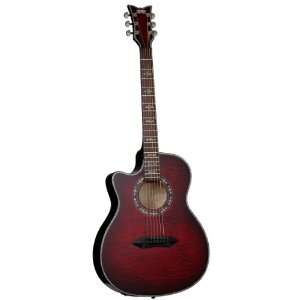   Studio Left Handed 6 String Acoustic Electric Guitar, Black Cherry