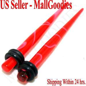 1027 Red Marble Stretchers Ear Tapers 8G 8 Gauge 3.2mm  