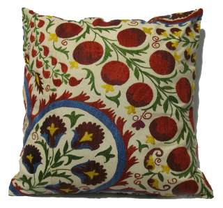 POMEGRANATE*ART SUPERB UZBEK 1oF A KIND H^EMBROIDERY CUSHION 15X16 