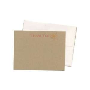  Note Card Set, Thank You with Floral Design, Letterpress Cards 