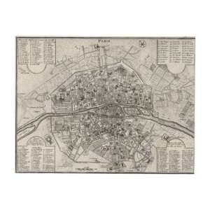  Detailed Map of Paris, Showing the Many Churches Stretched 