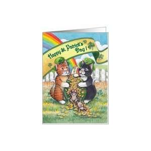 Cats On St. Patricks Day W/Pot o Gold (Bud & Tony) Card 