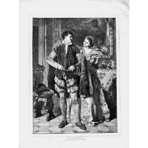  1873 Carl Becker Fine Art Lady Man Farewell Romance