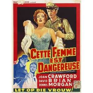   Dangerous Poster Belgian 27x40 Joan Crawford Dennis Morgan David Brian