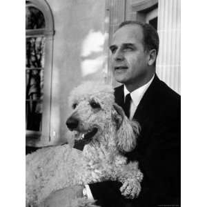  Gov. Gaylord Nelson Holding His Pet Poodle Stretched 