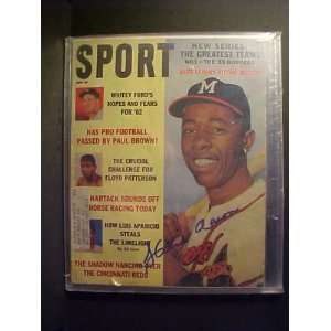 Hank Aaron Milwaukee Braves Autographed June 1962 Sport Magazine