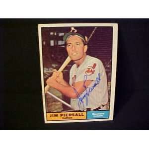 Jim Piersall Cleveland Indians #345 1961 Topps Autographed Baseball 
