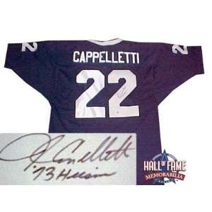 John Cappeletti Autographed/Hand Signed Penn State Blue Jersey with 72 