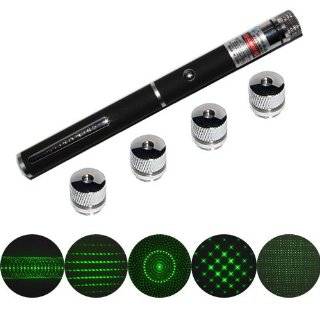 QQ Tech® 5mW 5in1 High Power Green Laser Pointer Pen with 5 Star 