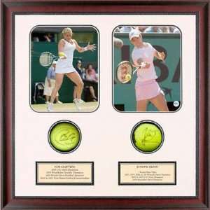  Kim Clijsters and Justine Henin Dual Autographed Tennis 