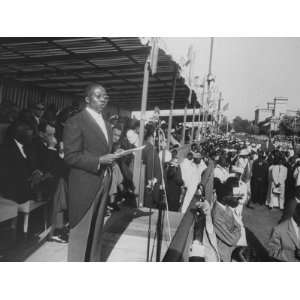 Pres. of Senegal Leopold Senghor Giving Speech on Independence Day 