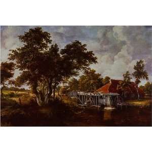  The Watermill with the Red Roof by Meindert Hobbema, 17 x 