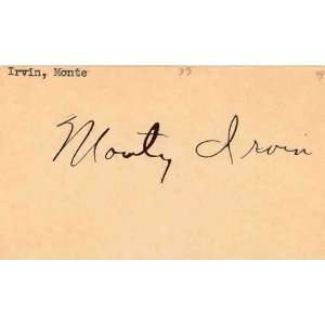  Monty Irvin Autographed 3x5 Card (Hall of Famer) Sports 