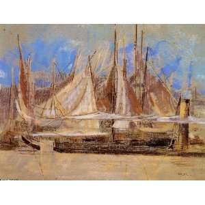 FRAMED oil paintings   Odilon Redon   24 x 18 inches   Yachts At Royan