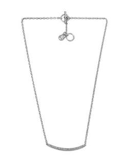 Silver Color Necklace with Pave Bar Detail