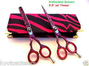   cut barber shears salon equipment pink zebra 5.5 set thinning  