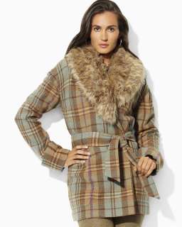 Lauren by Ralph Lauren Carleigh Belted Shawl Collar Coat   Fur   Fall 