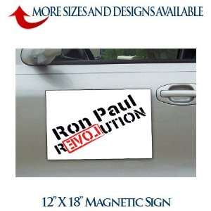 Ron Paul Revolution White Magnetic Signs (12 X 18) Pair