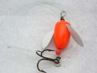 Vintage Old Lure Fishing Hook Spinner Orange White  