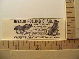   Invalid Reclining Rolling Chair Folding Chair Co New Haven Conn  