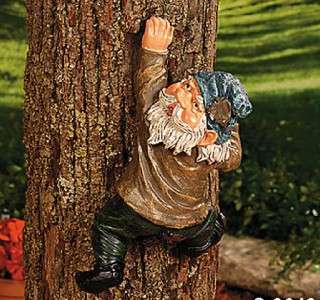 CLIMBING GARDEN GNOME UNIQUE TREE OR FENCE DECORATION NEW  