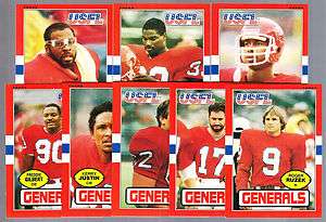 NEW JERSEY GENERALS TEAM LOT 1985 85 TOPPS USFL COLLINS CARTHON 