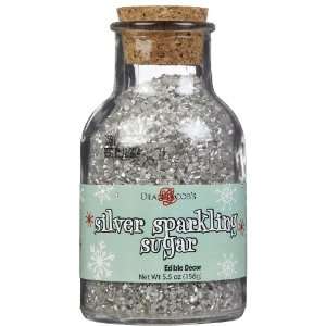 Dean Jacobs Silver Sparkling Sugar Glass Jar w/ Cork, 5.5 oz, 2 pk 