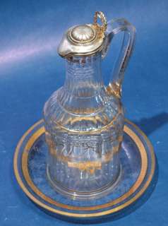   Russian BUCH Gold Glass Pitcher Decanter w Silver Top Lid c1795  