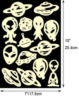 Alien Glow In The Dark Wall Stickers  