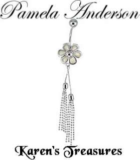 PAMELA ANDERSON Body Jewelry Flower Dangle Belly Ring  