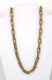 HEFTY TWO TONE 18K GOLD WOVEN STYLE CHAIN NECKLACE  