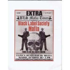  Black Label Zakk Wylde Concert Flyer Providence