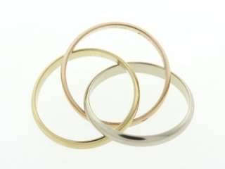   Solid 18K White, Yellow & Rose Gold Trinity Women Ring NR  