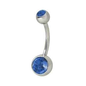  Double Jewel Belly Button Ring High Polish Surgical Steel 