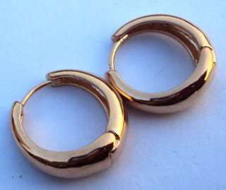   women 14K GOLD GEP HAMMERED HOOP EARRINGS 20*4mm  gift