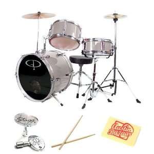  Deluxe GP50 3 Piece Kids Drum Set Bundle with Drum Sticks, Drum 