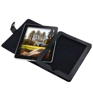 12 ACCESSORY Black Leather CASE+2 Headsets FOR iPad 1  