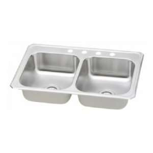  Elkay top mount double bowl kitchen sink CR33214 4 Holes 