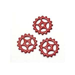  C Koop Beads Flame Red Enamel Small Sectioned Gear 16mm, 1 