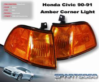 1990 1991 HONDA CIVIC EF 2/3 DR JDM AMBER FROSTED LENS CORNER LAMPS 