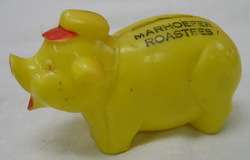 marhoefer hot dogs roastees advertising piggy bank 1950  